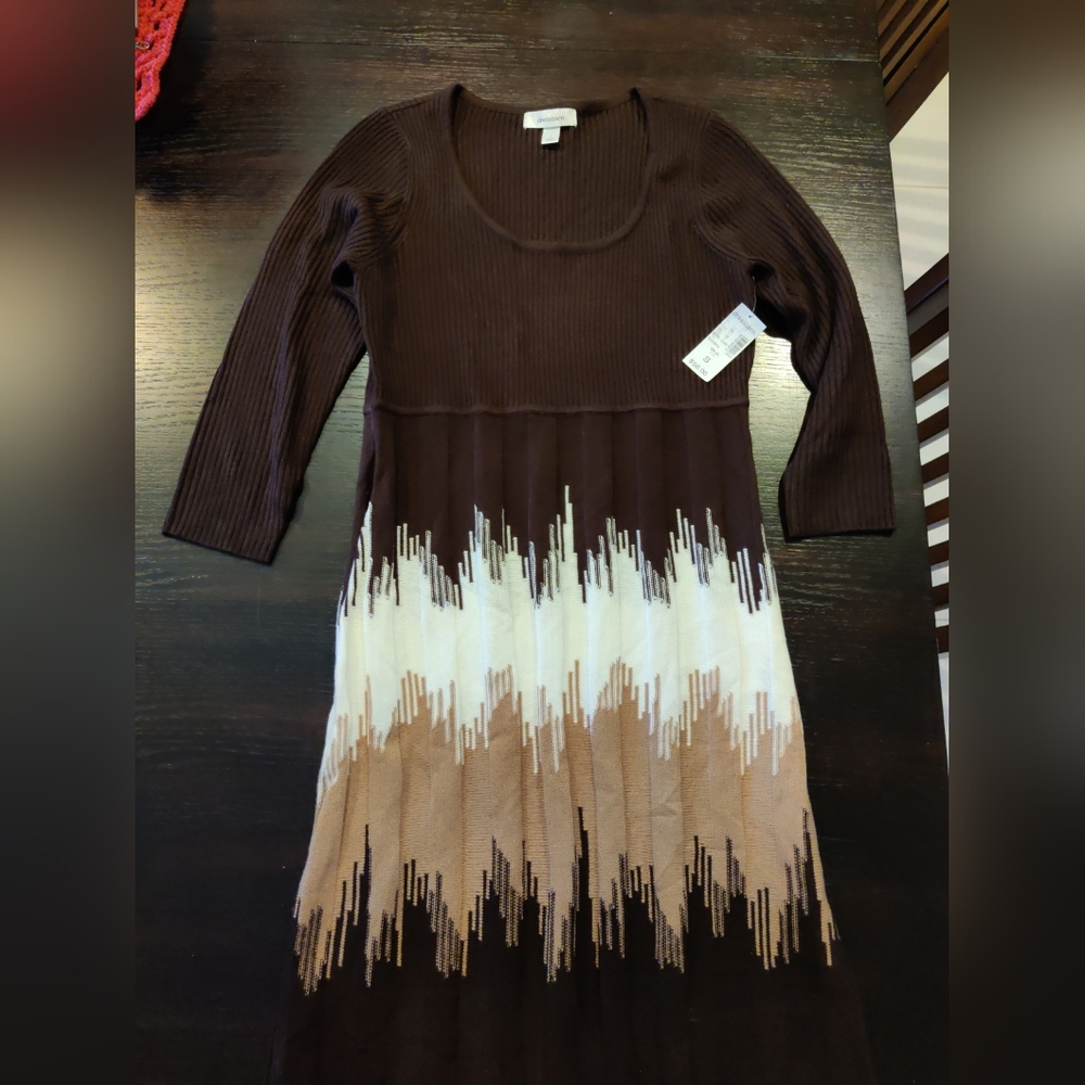 NWT Dressbarn Brown Ribbed Knit Dress - Size S